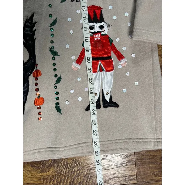 Vintage 90s Fall, Halloween, Thanksgiving & Christmas Theme Sweatshirt 1x Beige - Image 4