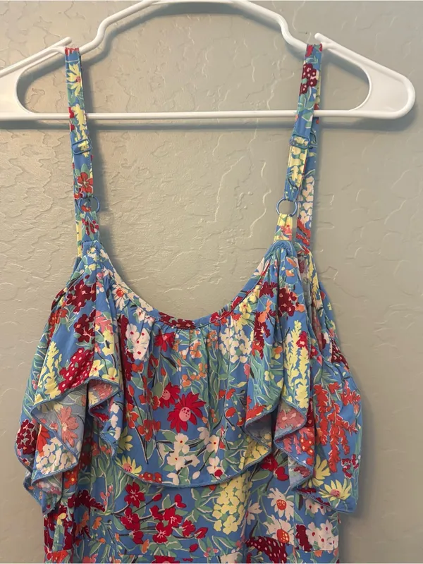 Abel the Label ATL anthropologie blue candy ruffle midi dress small NEW - Image 11
