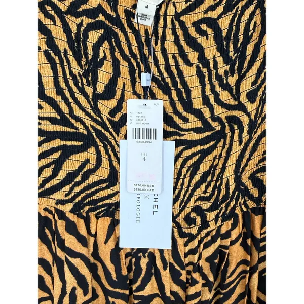 Kachel Anthropologie Tiger-Striped Wide Leg Jumpsuit 4 NWT $170 Animal Print - Image 6