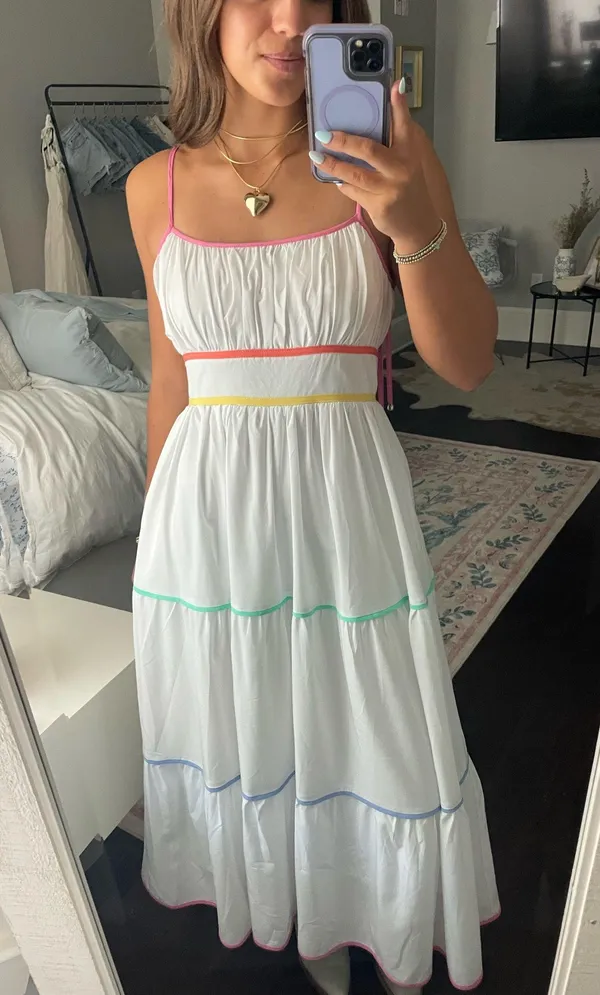 Entro white dress with rainbow detail - Image 3