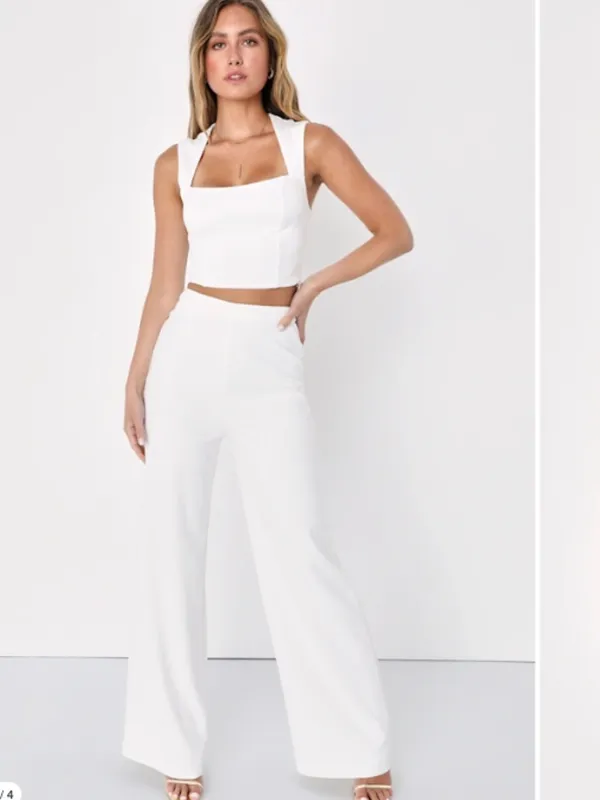 LULU's Chic Sexy Bridal Beach Resortwear Vacation Picnic Honeymoon Crop Top - Image 3