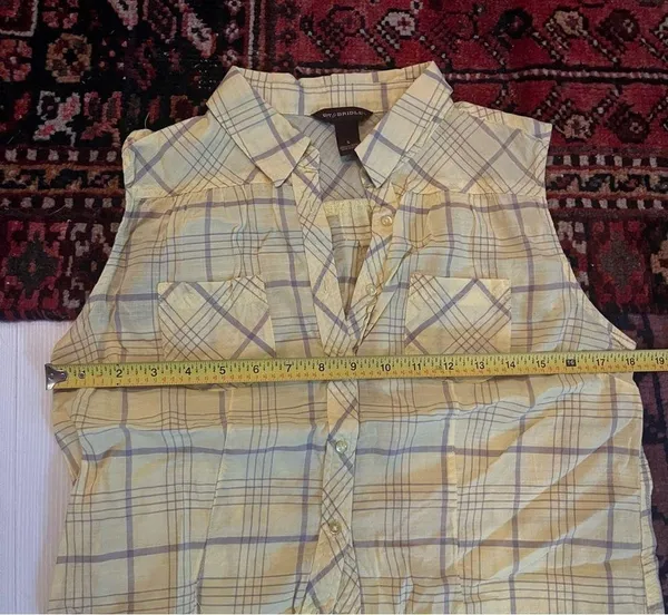 Bit & Bridle Yellow plaid sleeveless shirt - Image 4