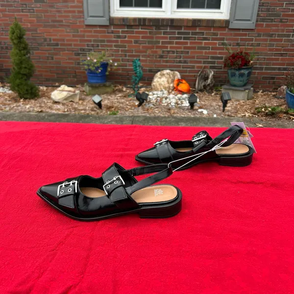 Nwt Size 7 Peyton Double Buckle black Slingback Flats by wild‎ fable punk rock - Image 5