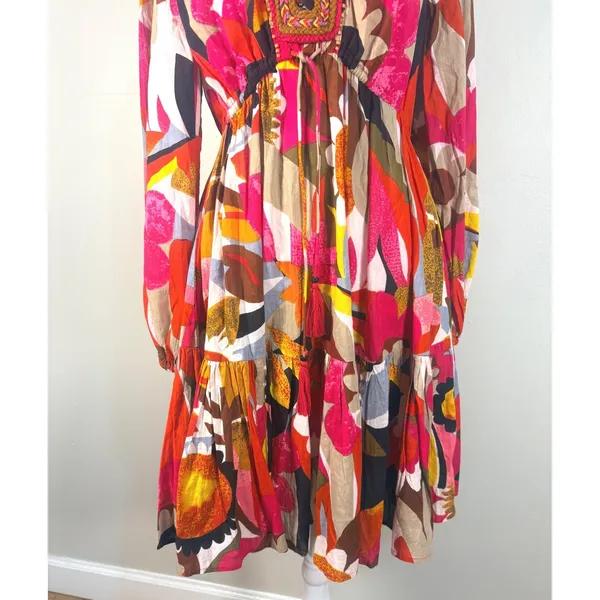 Kaktus Floral Mini Dress Womens Small Multicolor Excellent‎ Embroidered Boho - Image 10