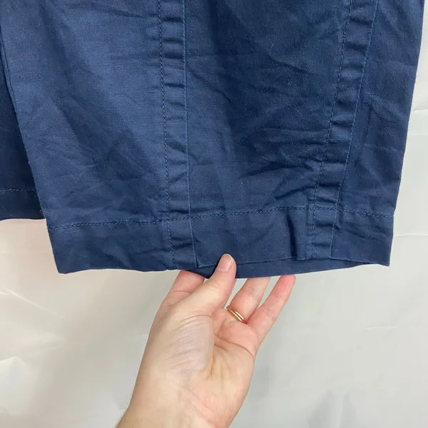 LOFT women's navy blue seamed cotton linen wide leg casual high waisted pants 2‎ - Image 4