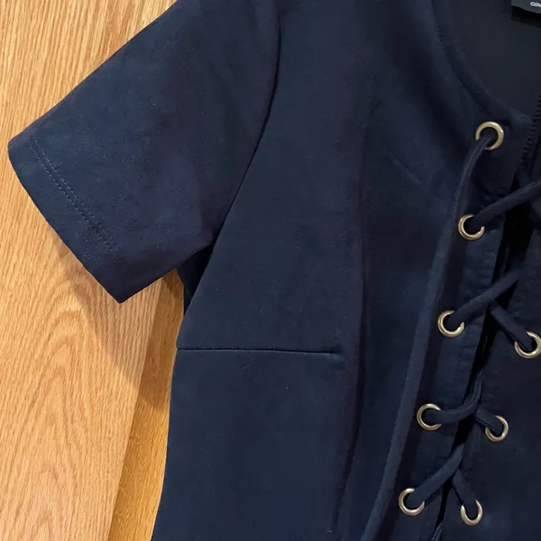 Lulus Closet Renovation Suede Lace-Up Fit & Flare Navy Blue Mini Dress Size‎ XS - Image 12