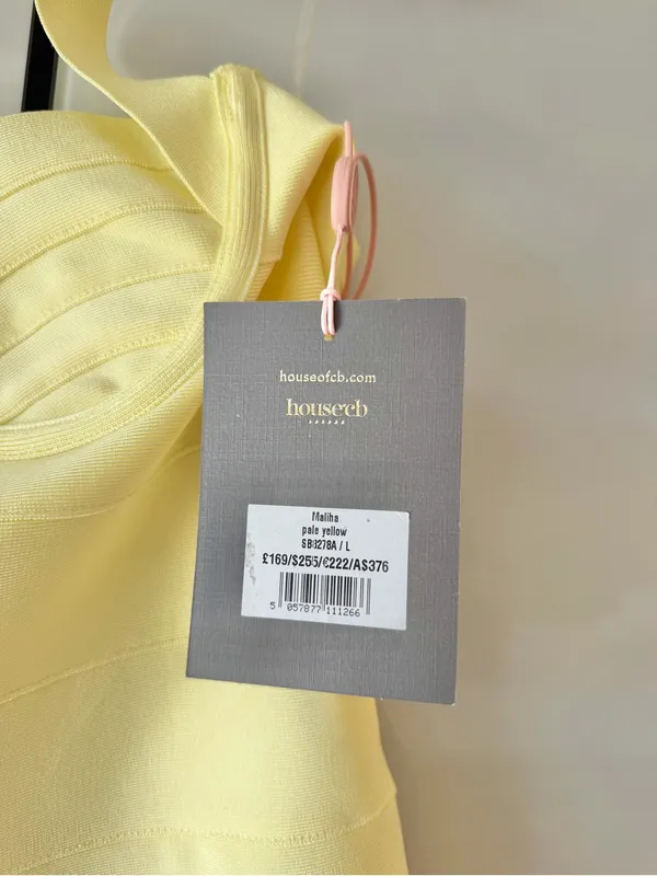 *Rare* House of CB Maliha Bandage Halter Mini Dress - Pale Yellow - Large - NWT - Image 6