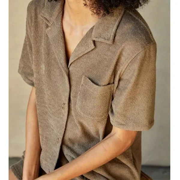 NWT Outerknown Women Size Small High Tide Pile Fabric Open Collar Sweatshirt Top - Image 5