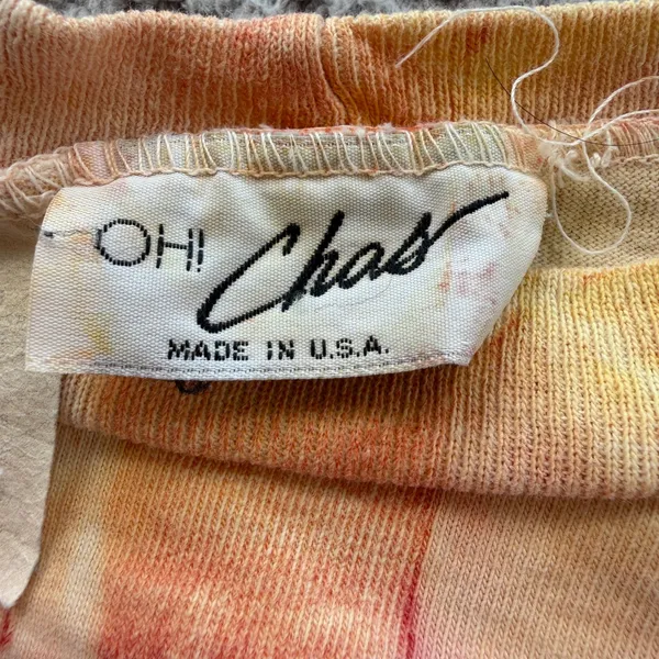 Vintage Oh Chas Rainbow Tie Dye T-Shirt 1X Made in USA Single Stitch 90s Boho - Image 4