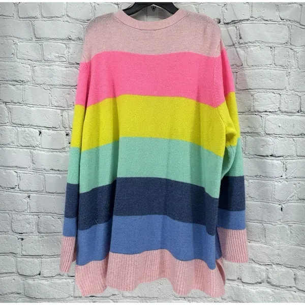 Crown & Ivy Cardigan Sweater Women’s 3x Plus Multicolored Striped Heart Buttons - Image 5