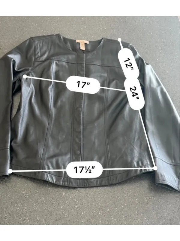 I.E Premium Collarless Black scuba Leather Jacket size S - Image 5