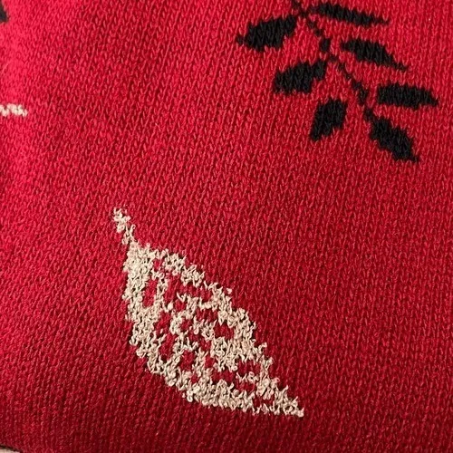 Vtg 90s Sweater‎ Womens Small Red Leaves Scalloped Hem USA Grandmacore Cabincore - Image 15