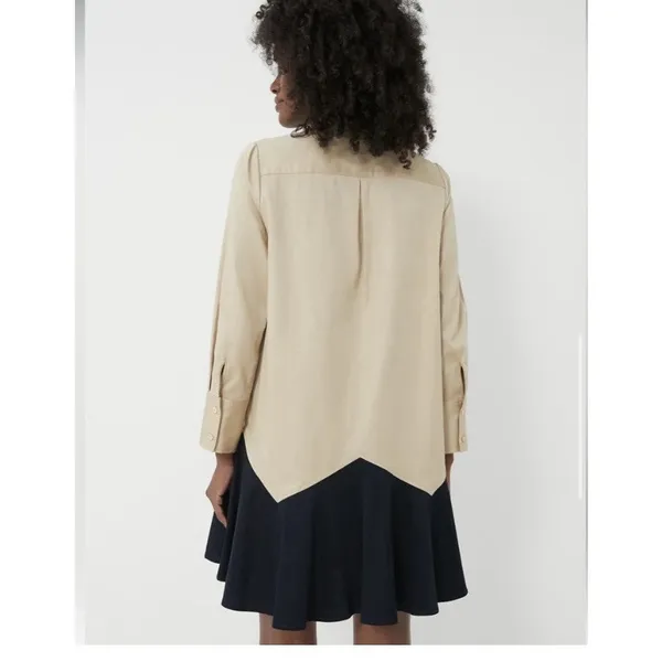 Tuckernuck Sand Roux button up structured colorblock mini dress WOMENS SMALL - Image 4
