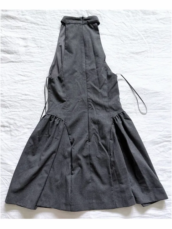 Zara Charcoal Halter Fit and Flare Mini Dress - Image 7