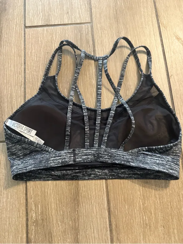 Victoria Sport Heathered Black Strappy Low-Impact Sports Bra - Image 2