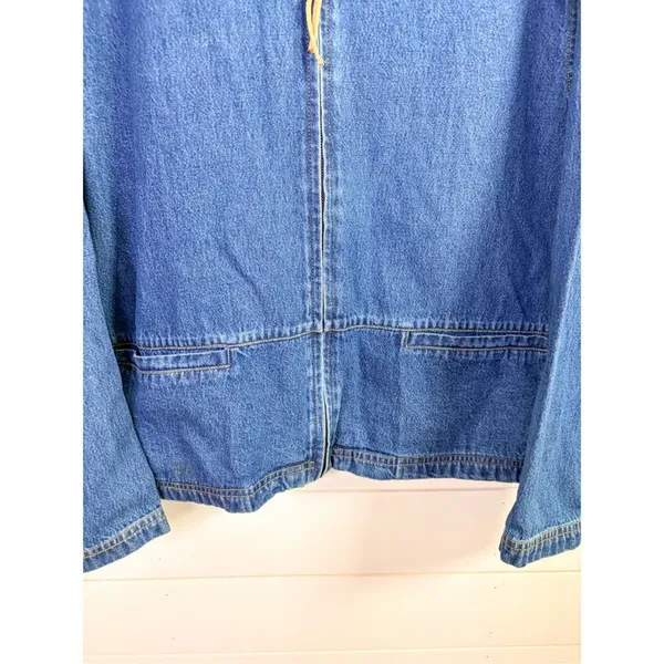 Ultimate Philadelphia Women's Denim Beaded Western Aztec Jean Jacket Blue Medium - Image 11
