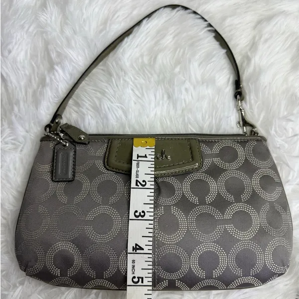 COACH y2k Patent Leather Canvas Gray Signature Canvas Wristlet Mini Purse - Image 10