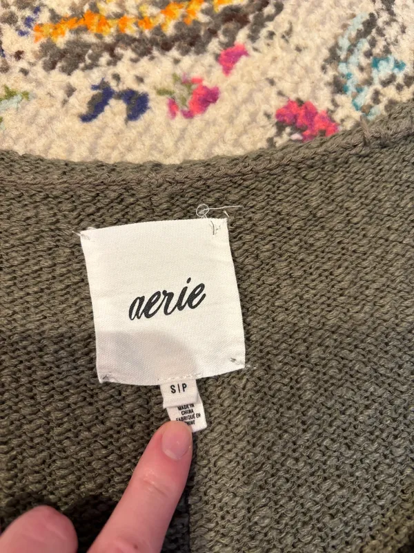 Aerie Green off the shoulder boho sweater - Image 2