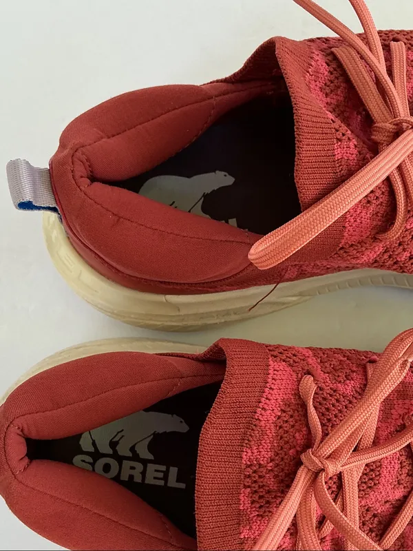 Sorel Explorer Blitz Red Knit Women's Sneakers with Cream Sole - Image 7