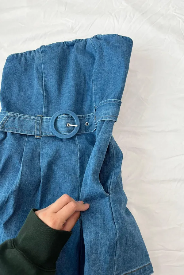 Ruby and Jenna - Olivaceous Denim Romper - Image 3