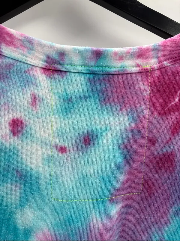 Aviator Nation AV Crewneck Sweatshirt Tie Dye Pullover Pink Blue size small - Image 9