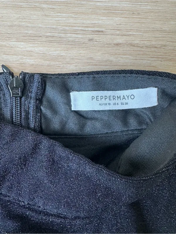 Peppermayo Black Shimmer Mock Neck Side-Tie Tank Top - Image 4