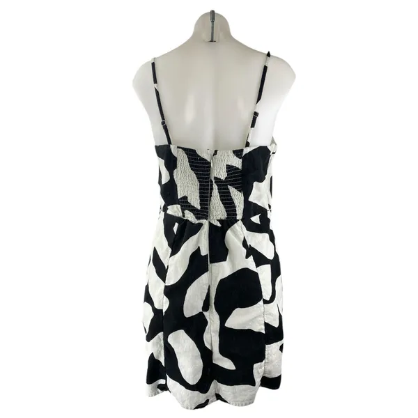 Abercrombie & Fitch Black White Linen Abstract Sleeveless Mini Cami Tank Dress M - Image 2