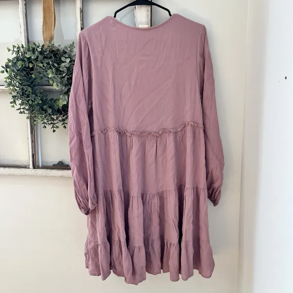 Altar'd State Tiered Ruffle Lilac Easter Spring Swing Dress Tie Front Boho‎ Sz M - Image 4
