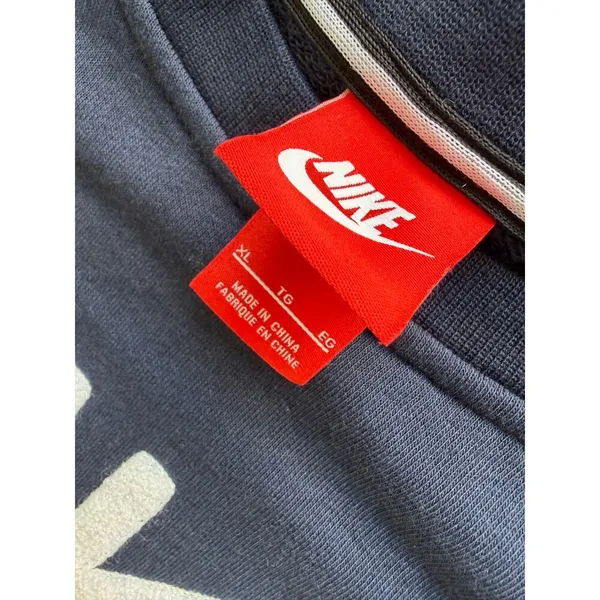 NIKE Logo Crewneck Terry Sweatshirt Embroidered XL Navy‎ Sweater Streetwear - Image 4