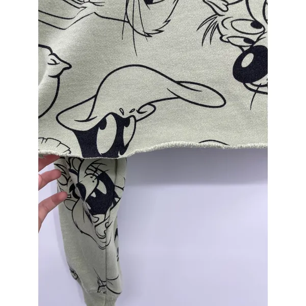 Looney Tunes Womens Bugs Bunny Daffy Duck Green Cropped Sweater Medium - Image 8