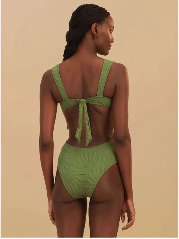 NWT Farm Rio Green Copabanana Matelasse One Piece Swimsuit S - Image 2