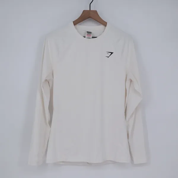 Gymshark Long Sleeve Workout Shirt White XL Athleisure Athletic Top - Image 2
