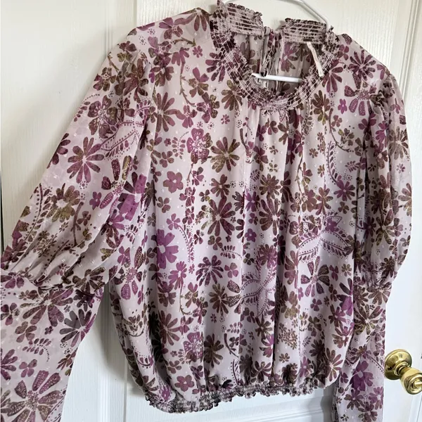 Free People Clarissa Purple Floral Blouse - Image 6