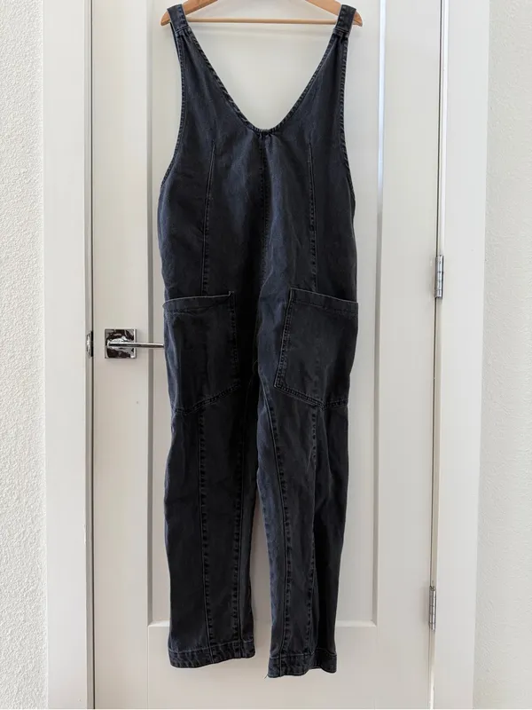 We the Free High Roller Denim Overalls Mineral Black Size S - Image 4