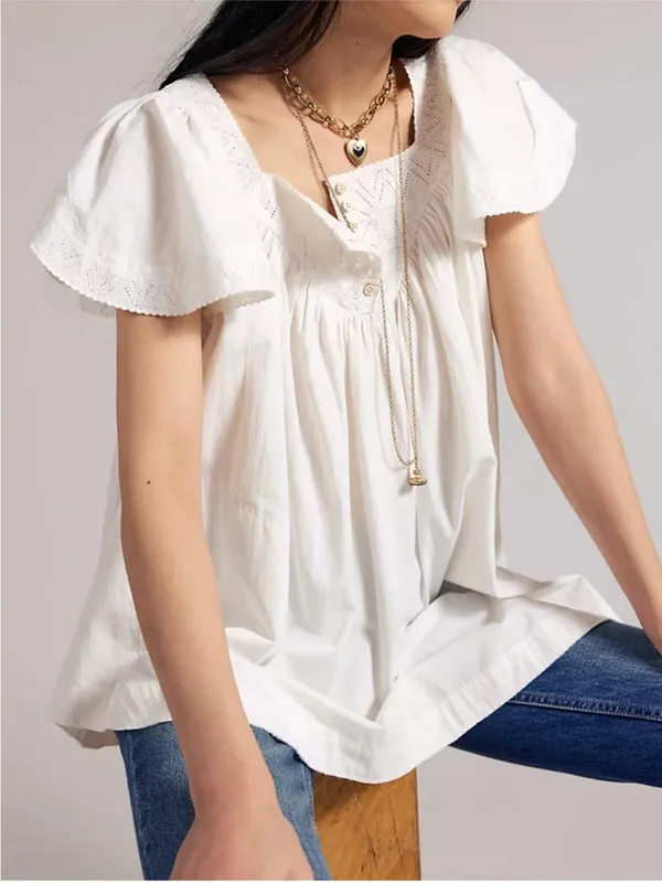 Free People We The Free Riley Embroidered Tunic in Clean Ivory White NWT - Image 2