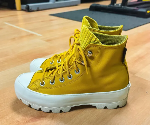 Converse Mustard Yellow Lugged Sole High Top Sneakers - Image 8