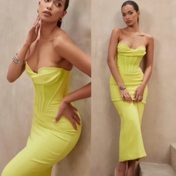 House‎ of CB Lucila Neon Strapless Corset Midi Dress Size XS NWOT - Image 2