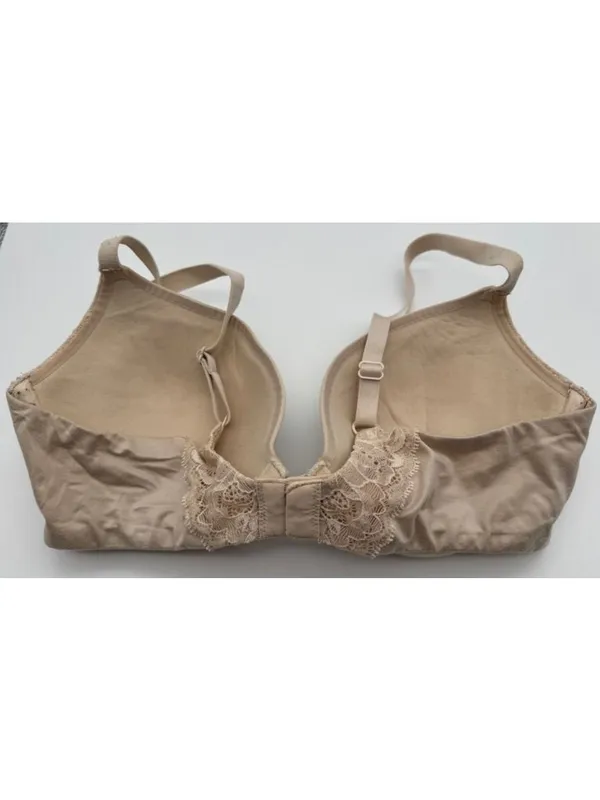 Fabulous by Victoria's Secret Plunge Bra Beige Tan Shimmer Lace Underwire 36C - Image 2