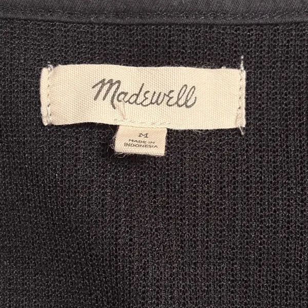 Madewell‎ Womens Medium Black Ribbed Square Neck Balloon Sleeve Knit Top M - Image 3