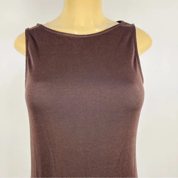 Ese O Ese Knit Maxi Fit Flare Dress Sz M Brown Sleeveless - Image 2
