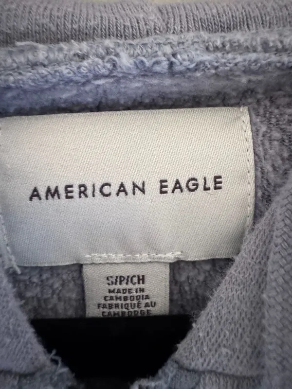 American Eagle Size S Women's Full-Zip Cropped Hoodie in Dusty Blue - Image 4