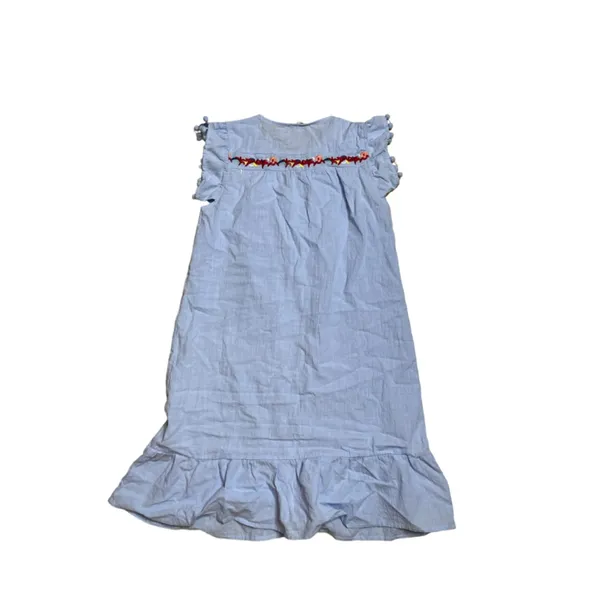 Kirundo Light Blue Embroidered Boho Flutter Sleeve Ruffle Mini Dress S - Image 4
