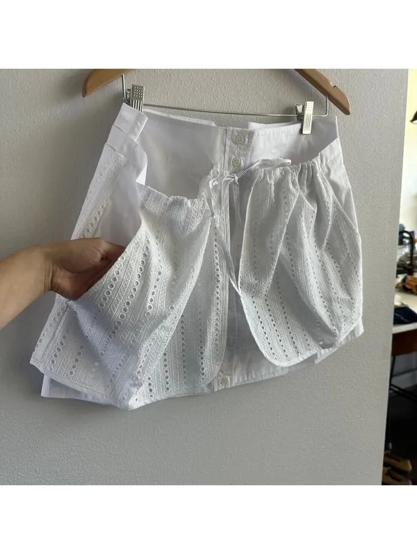 Thakoon Eyelet Combo Mini Skirt Size 8 White NWT - Image 3