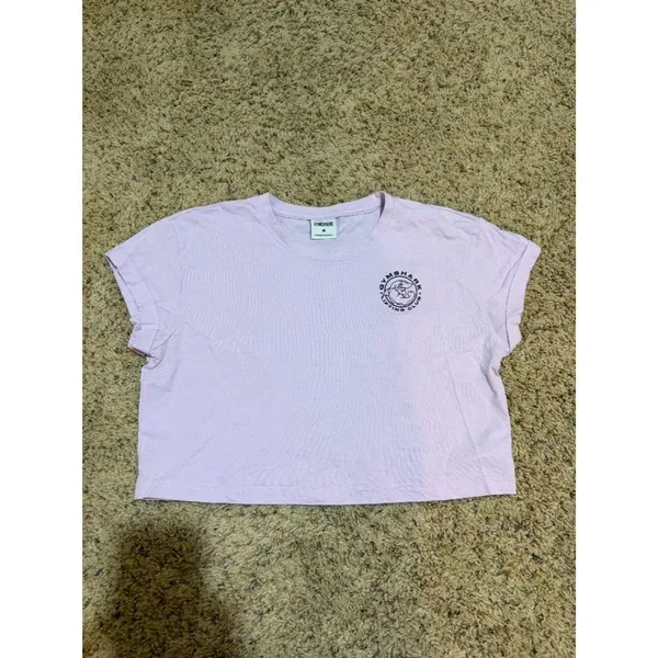 Gymshark Size M Lifting Club Legacy Crop Top Boxy Graphic Tee Shirt Faded Lilac - Image 2