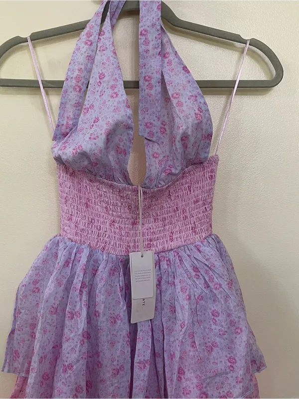 NEW NEW Altar’d State Purple and Pink Floral Fiora Halter Maxi Dress Size XS NWT - Image 6