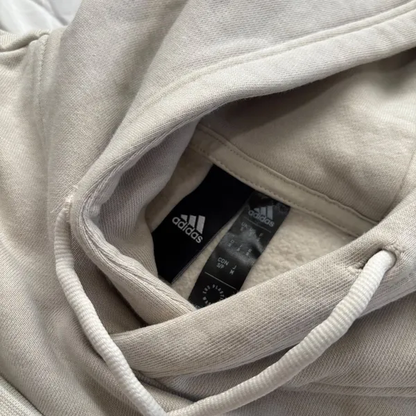 Adidas Beige Oversized Pullover Hoodie Size S - Image 3
