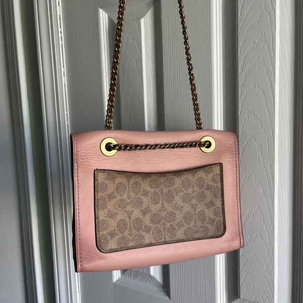 COACH Parker 30585 Pink C Logo Canvas Leather Shoulder Crossbody‎ Bag - Image 9