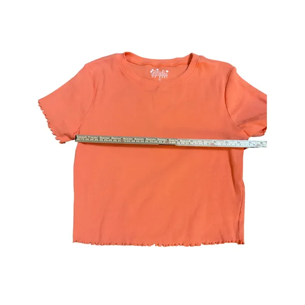 OG Babe‎ Orange Ribbed Lettuce Hem Crop Top T Shirt Size L - Image 7