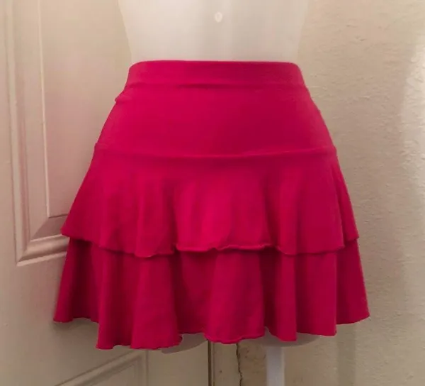 Y2K Express Fairycore Coquette Whimsical Pink Ruffle Micro Mini Skirt Size L Measurement in pics - Image 2