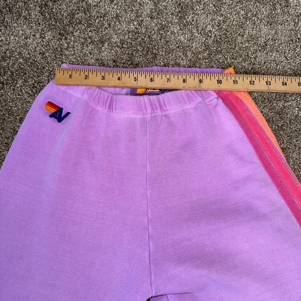 Aviator Nation Sweatpants Women Small Purple Good Rainbow Stripe Joggers - Image 4